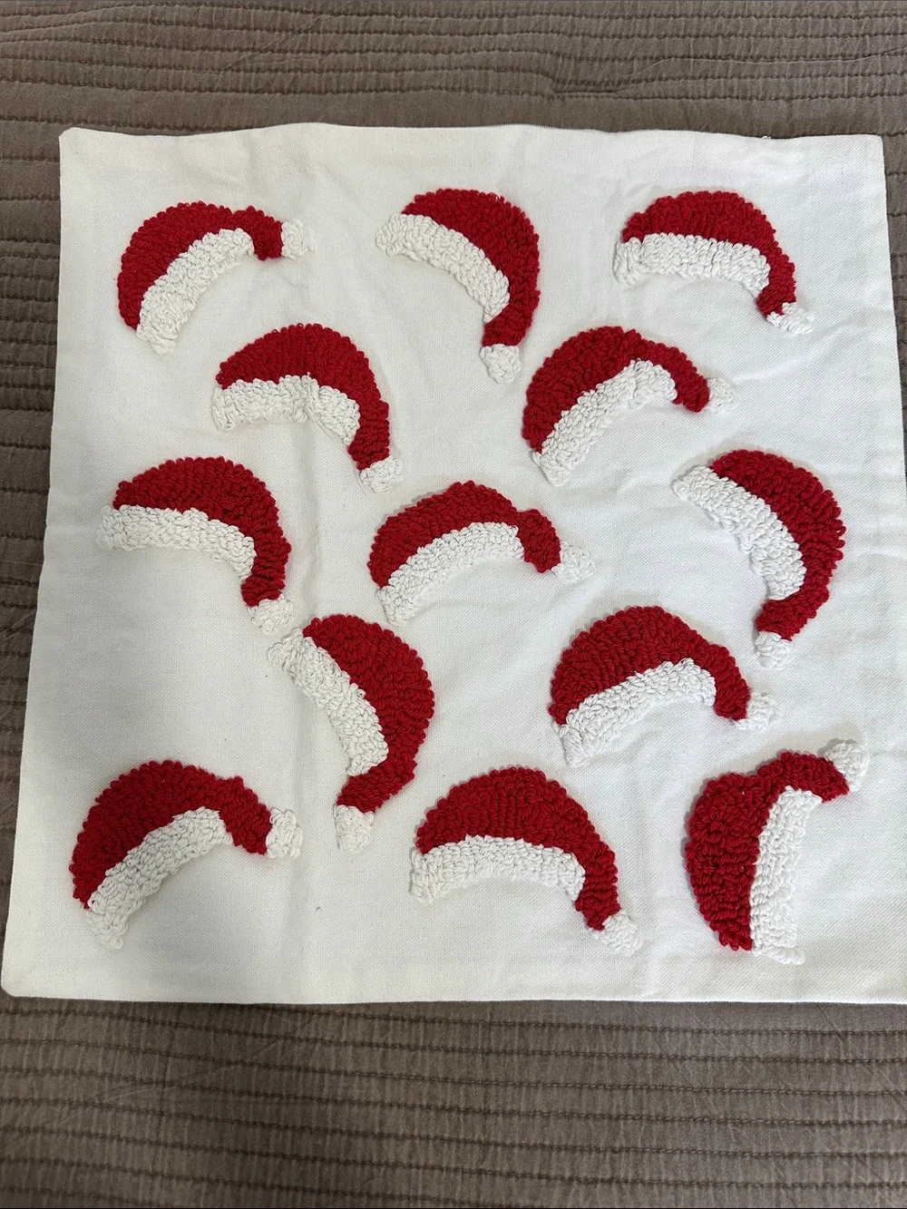 Festive Santa Hat Holiday Pillow Cover - Red and White 17” square Set of 2